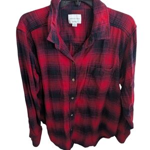 American Eagle Outfitters Red Plaid Button Down Shirt